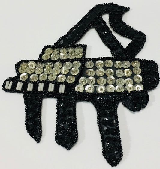 Piano in 2 Variants: Black/Silver or Moonlight/Silver Sequins 5.5" x 4.5"