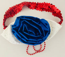 Load image into Gallery viewer, Patriotic HeadBand with sequins and silk bow